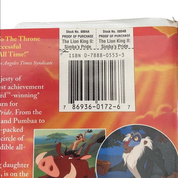 Disney Lion King II Simba's Pride VHS Vintage Tape - Picture 5 of 6
